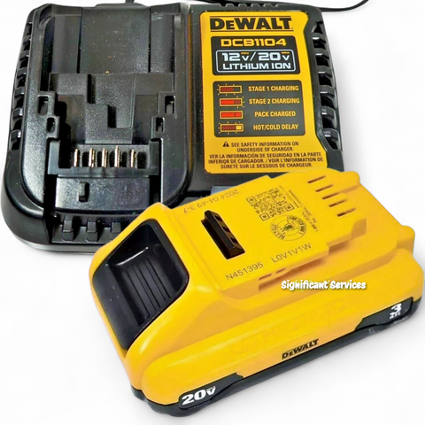 DEWALT 20V MAX Battery Pack with Charger, 3 Ah, Extra Long Run Time (DCB230C)