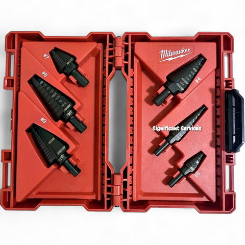 Milwaukee 48-89-9224 Step Bit 6-Piece Set Drill Power Kit #1 #4 #6 #7 #8 #9