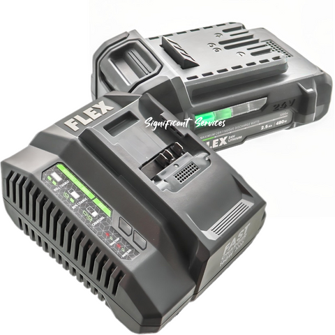 New FLEX FX0111 24V 2.5Ah Lithium-Ion Cordless Battery 160W FX0411 Charger Kit