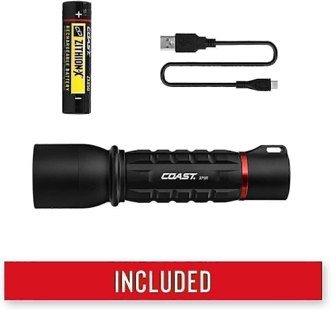 Coast XP9R 1000 Lumen USB-C Rechargeable LED Flashlight Dual Power Pure Beam