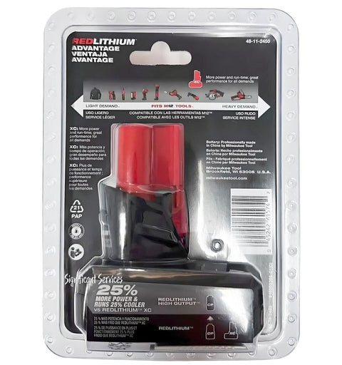 Milwaukee 48-11-2450 12V Lithium-Ion High Output 5Ah Battery Pack