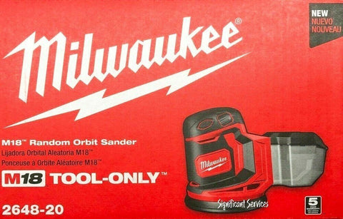 Milwaukee 2648-20 M18 18V Li-Ion Cordless 5" Random Orbit Sander Dust Canister