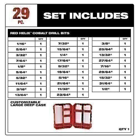 Milwaukee 48-89-2332 Helix Cobalt Drill Bit Set for Drill Drivers 29 Piece