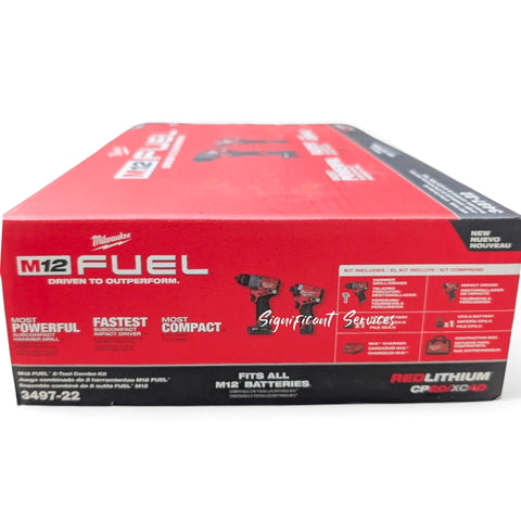 Milwaukee 3497-22 M12 12V FUEL Brushless Cordless Hammer Drill Impact Driver Kit