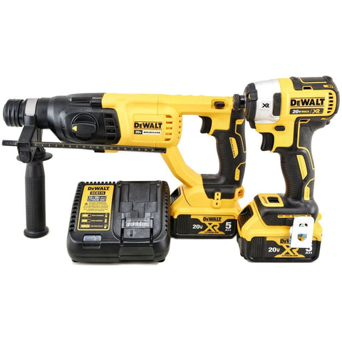 DeWALT DCH133B 20V MAX XR Brushless 1” D-Handle Rotary Hammer DCF887B Impact Driver 5.0 Ah Kit