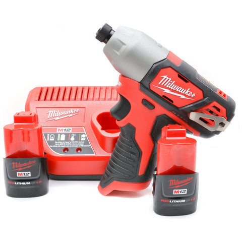 MILWAUKEE 2462-20 M12 12V Li-Ion 1/4" Cordless Impact Driver 1.5Ah Batteries Kit