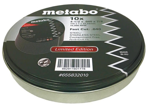 Metabo Steel/Stainless Slicer Wheel Tin 4.5" X.040x7/8 A60T 10PK 655832010