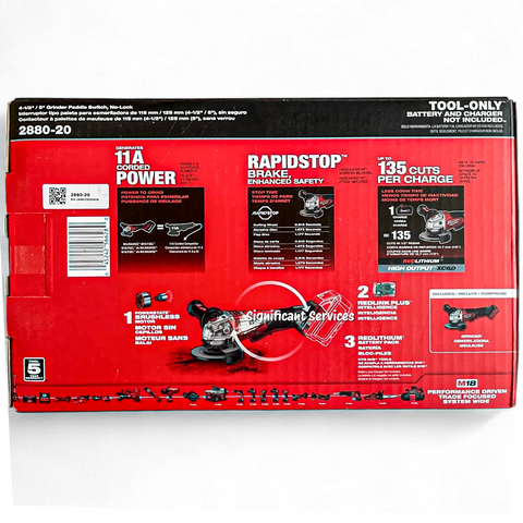 Milwaukee 2889-20 M18 4-1/2" - 5" Variable Speed Braking Grinder Tool Only