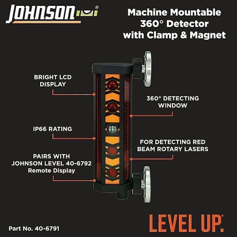 Johnson Level 40-6791 Machine Mountable 360 Degree Laser Detector with Clamp