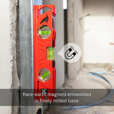 Kapro 923 Professional Cast Aluminum Torpedo Level Features DualView Plumb