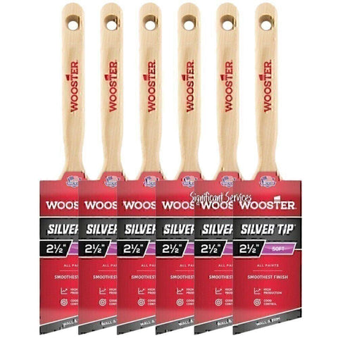 Wooster Brush 5221-2 1/2 Silver Tip 2 1/2 Inch Angle Sash Paintbrush 6 Pack