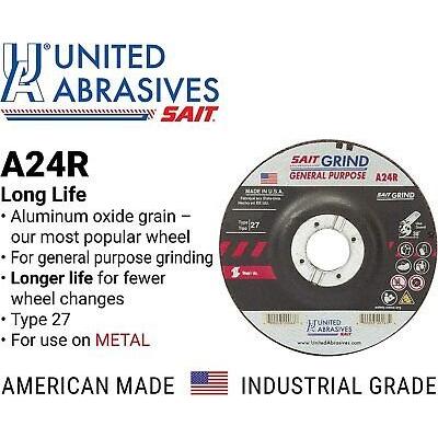 United Abrasives-SAIT 20073 A24R General Purpose/Long Life Grinding Wheel 25pk
