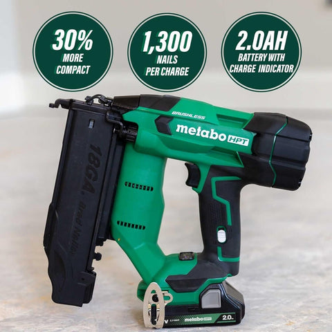 Metabo HPT NT1850DFTM 18V 2Ah Compact 18 Gauge Cordless Brad Nailer Ki