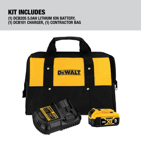 Dewalt Max Battery And Charger Kit With Bag Dcb205 20V