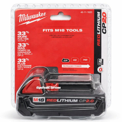 Milwaukee 48-11-1820 M18 RedLithium Compact Battery Pack 18V 2.0Ah CP