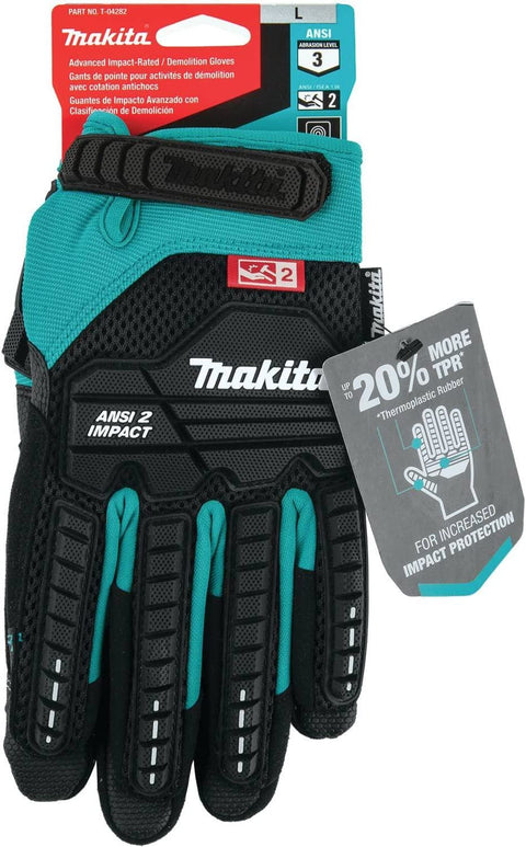 Makita Impact-rated T 04282 ANSI 2 Heavy Duty Demolition Gloves Large