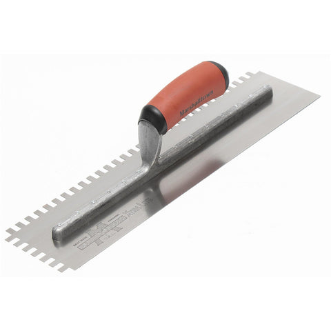MARSHALLTOWN 709SD 1/4 x 3/8 x 1/4 Two-Sided Square Notched Trowel, USA Made 16x4 Inch Riveted Tiling Trowel