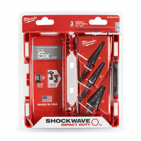 Milwaukee 48-89-9254 SHOCKWAVE High Speed Steel Impact Duty Step Bit 3 pc Set