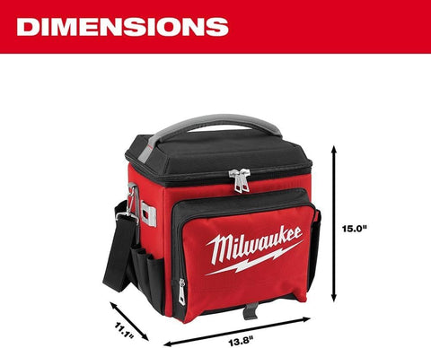 Milwaukee 48-22-8250 Sided Jobsite Cooler, Polyester, 11.1" x 13.77" x 14.96", 3 Pockets