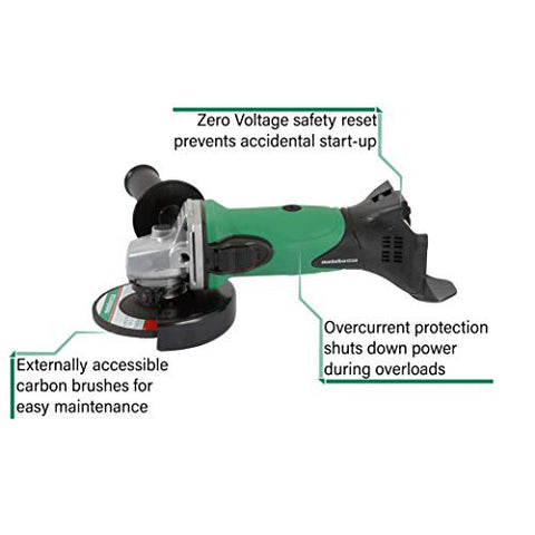 Metabo HPT Angle Grinder | 4-1/2-Inch | 18V Cordless | Tool Only - No Battery | Compatible w/Hitachi/Metabo HPT 18V Lithium Ion Slide-Type Batteries | G18DSLQ4