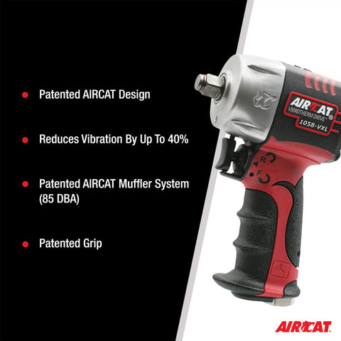 AIRCAT 1058-VXL 1/2" Vibrotherm Drive Composite Compact Impact Wrench