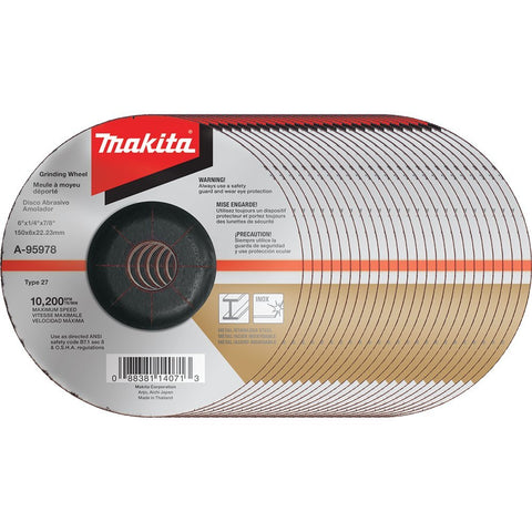 Makita A-95978-25 36 Grit INOX Grinding Wheel (Pack of 25), 6" x 1/4" x 7/8"