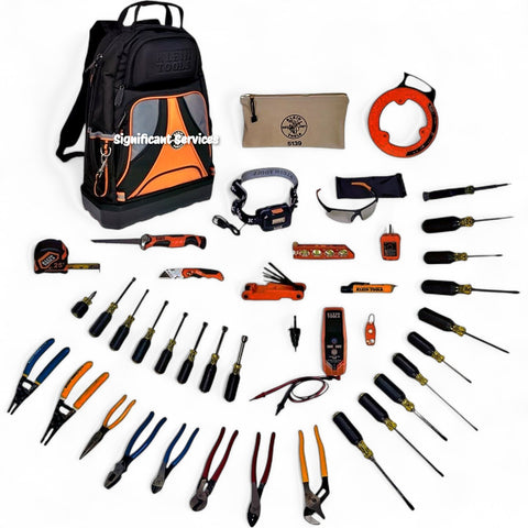 Klein Tools 80141 Hand Tools Kit includes Pliers, Screwdrivers, Nut Drivers, Backpack, and More Jobsite Tools, 41-Piece