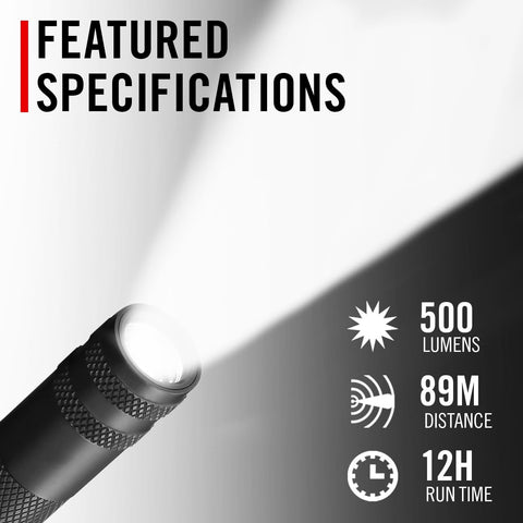 COAST HP3R 500 Lumen Rechargeable LED Penlight TWIST FOCUS Black 20818 385 Lumen