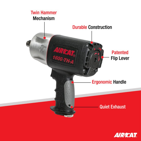 AIRCAT 1600-TH-A 3/4" Composite Impact Wrench, 1,400 ft-lb Max Torque