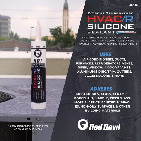 Red Devil 0896 Extreme Temperature HVAC/R Silicone Sealant, Long-Lasting Weather