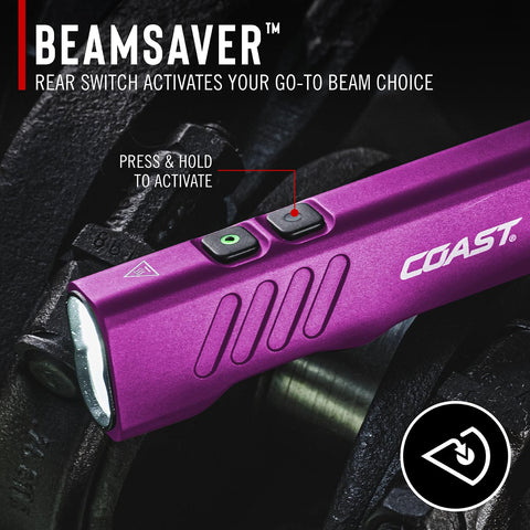 Coast Slayer LED Flashlight 1150 Lumen USB-C Rechargeable Spot/Flood Mode Purple