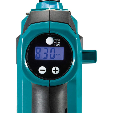 Makita DMP180ZX 18V LXT� Lithium-Ion Cordless Inflator, Battery Powered, Tool Only(battery and charger not included);Presta valve adapter;Sports ball needle;Tapered adapter, Teal