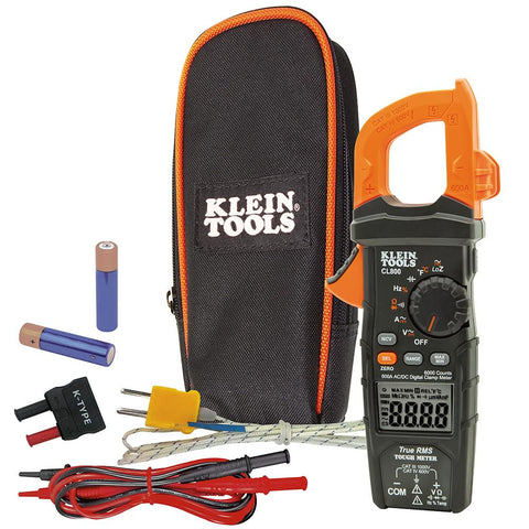 Klein Tools CL800 Digital Clamp Meter TRMS AC/DC LoZ NCVT Temp 1000V 6000 Ct