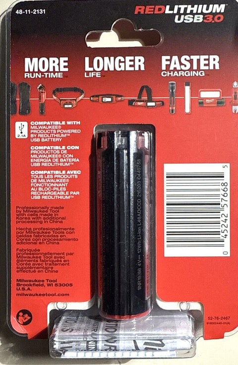 Milwaukee 48-11-2131 Fast-Charging RedLithium 3.0AH USB Rechargeable Battery