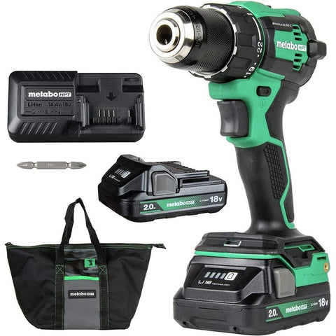 Metabo HPT 18V MultiVolt™ Cordless Brushless Hammer Drill Kit |1/2-Inch Chuck | Includes 2-18V 2.0Ah Batteries | 620 in-lbs of Torque | Reactive Force Control | DV18DEX