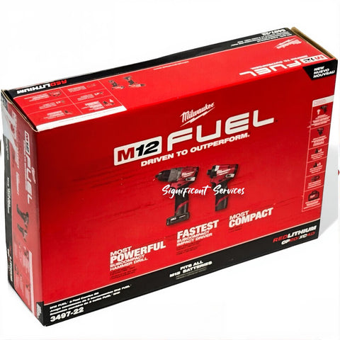 Milwaukee 3497-22 M12 12V FUEL Brushless Cordless Hammer Drill Impact Driver Kit