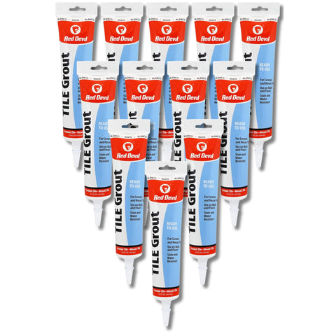 Red Devil 0425 Pre-Mixed Tile Grout Squeeze Tube, 5.5 oz, White, 12 Pack