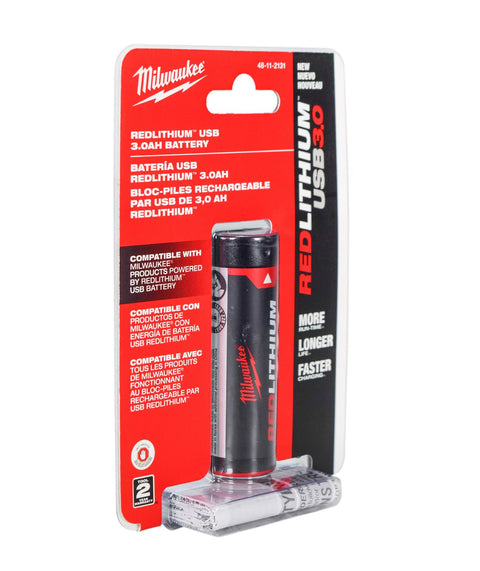 Milwaukee 48-11-2131 Fast-Charging RedLithium 3.0AH USB Rechargeable Battery