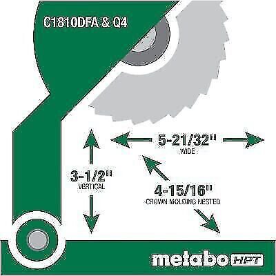 Metabo HPT C1810DFAQ4 18V MultiVolt Cordless 10" Single Bevel Miter Saw BSL1820