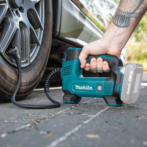 Makita DMP180ZX 18V LXT� Lithium-Ion Cordless Inflator, Battery Powered, Tool Only(battery and charger not included);Presta valve adapter;Sports ball needle;Tapered adapter, Teal