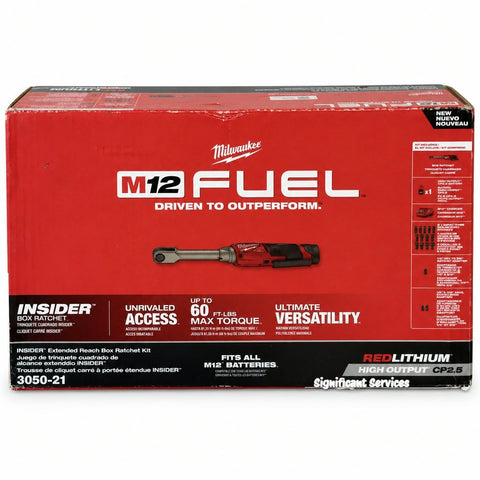 Milwaukee 3050-21 M12 FUEL INSIDER Extended Reach Cordless Box Ratchet 12V