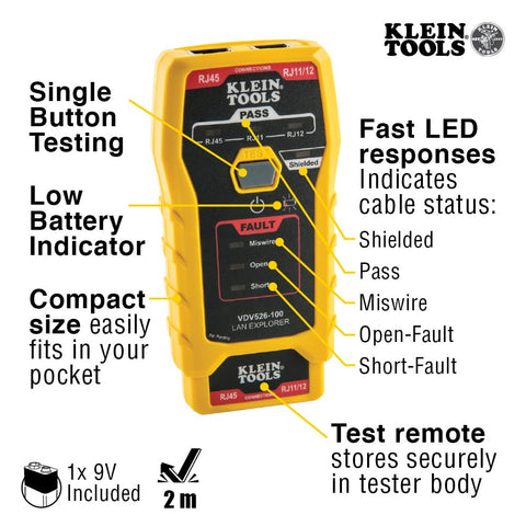 Klein Tools VDV026-813 RJ45 Ethernet Cable Tester Crimper Kit Pass-Thru