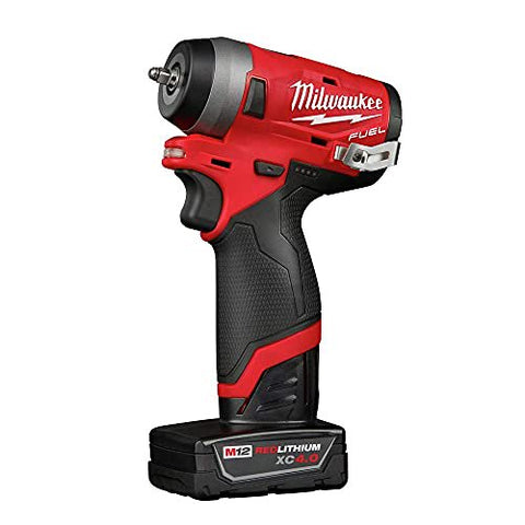 Milwaukee 2552-22 M12 FUEL Brushless Lithium-Ion 1/4 in. Cordless Stubby Impact Wrench Kit with (1) 2 Ah and (1) 4 Ah Batteries
