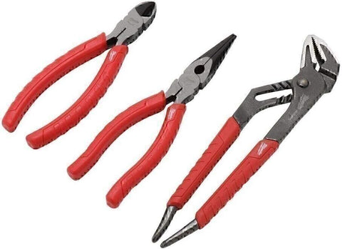 Milwaukee 48-22-6331 3pc Comfort Grip Pliers Set Diagonal Long Nose Strait Jaw