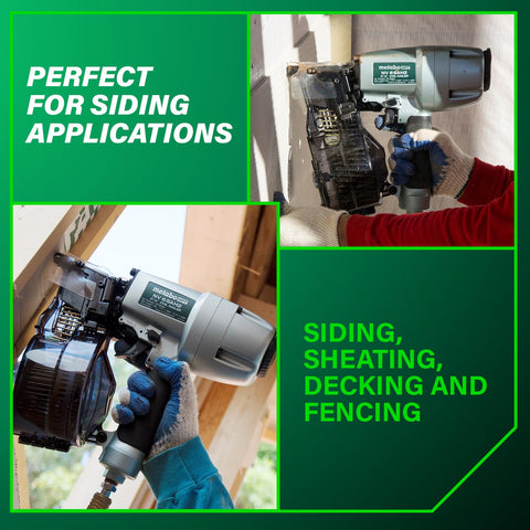 Metabo HPT NV65AH2 Pneumatic Coil Siding Nailer for Plastic Collated Nails