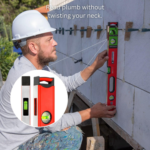 Kapro 985-41X-36 Apollo Heavy-Duty Box Level 36" Magnified Vials Dual-View Plumb