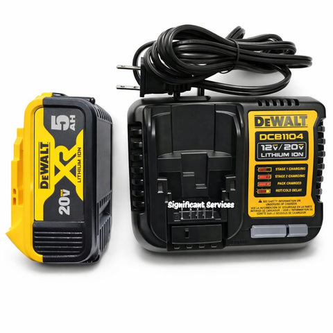 New Dewalt DCB1104 12V / 20V Battery Charger & DCB205 5.0Ah 20V 20 Volt Battery