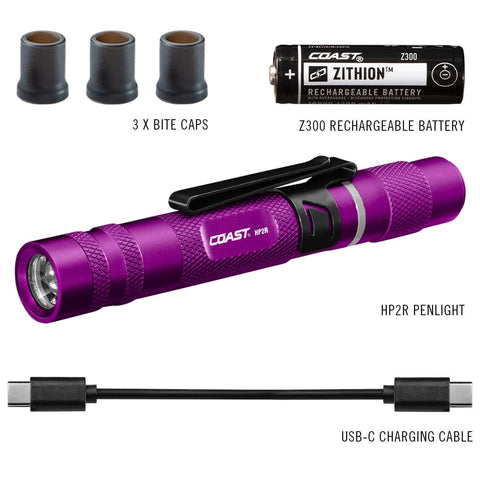 Coast COS31356 HP2R 280 Lumen Rechargeable Penlight with Twist Focus - Purple
