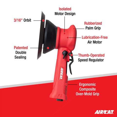 AIRCAT 6310 6" Composite Dual Action Sander 10,000 RPM, 3/16” Orbit