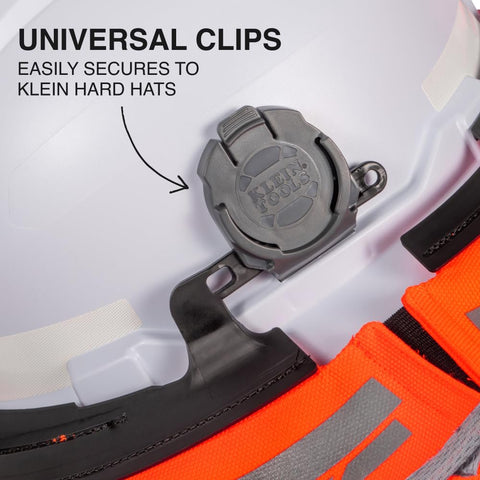 Klein Tools 03010 Full Brim Sombrero Outdoor Sun Hat for Men with Neck Flap, Hard Hat Accessory, 50-Plus UPF Protection, 1200d Hi-Visibility Fabric, Universal Clips